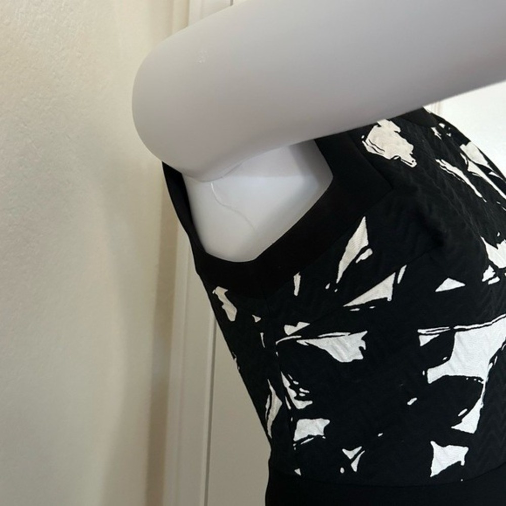 Banana Republic Textured Fit and Flare Black White Abstract Jacquard Dress - 0 - Picture 4 of 10